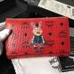 MCM Rabbit Visetos Trifold Leather Short Wallet In Red in New York, NY Online Shopping