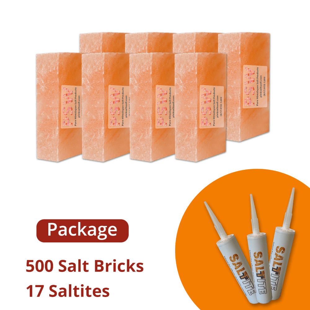 Build 100 sq. ft. Salt Wall (500 Himalayan Salt Bricks and 17 Salt Adhesives)
