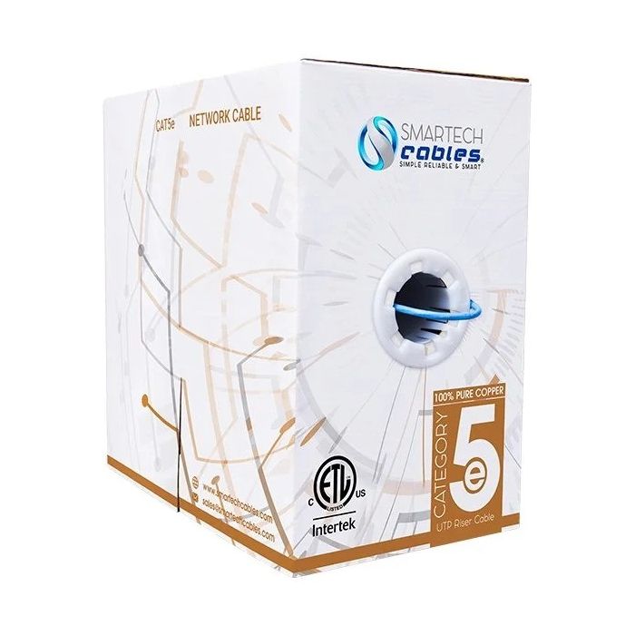 Bulk Cat5e Riser Pure Copper Cable ETL Listed 1000ft 350 MHz 24 AWG UTP