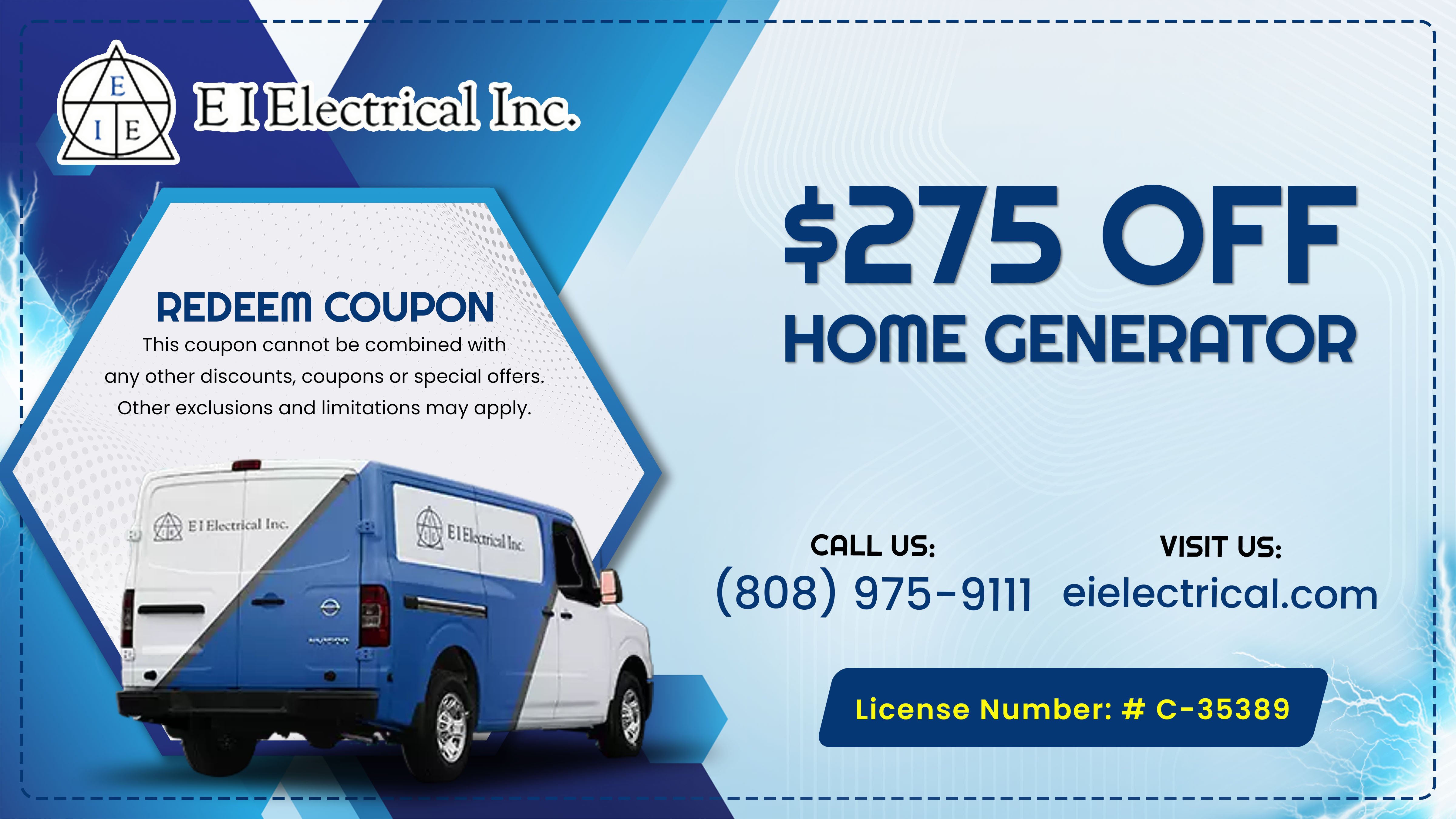 $275 OFF ON HOME GENERATOR