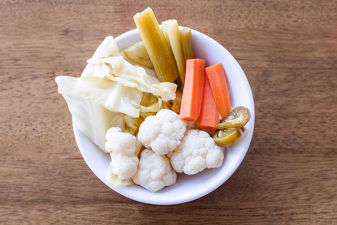 Product: Crispy, Salty Mix Veggie Pickles ( Cauliflower, Green Cabbage, Carots) - Aiden's Grill in la crescenta / montrose / sunlandtujunga  /goendale - Glendale, CA Mediterranean Restaurants