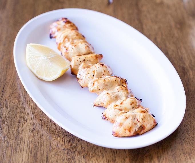 Product: Persian Chicken breast tenderloin kabob, (white meat) daily well marinaded with dairy, onion, lemon jiuce, oil and authentic persian seasoning cook on open flame to perfection. - Aiden's Grill in la crescenta / montrose / sunlandtujunga  /goendale - Glendale, CA Mediterranean Restaurants