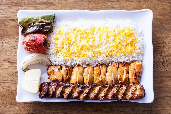 Product: Chicken Soltani is a combination of chicken thigh and Chicken koobideh marinaded well, cook on open flame to perfection. - Aiden's Grill in la crescenta / montrose / sunlandtujunga  /goendale - Glendale, CA Mediterranean Restaurants