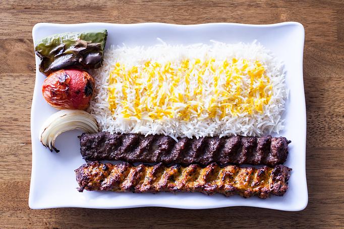 Product: combination of chicken koobideh and beef koobideh,daily well marinaded with dairy, onion, authentic Persian seasoning cook on open flame to perfection. - Aiden's Grill in la crescenta / montrose / sunlandtujunga  /goendale - Glendale, CA Mediterranean Restaurants