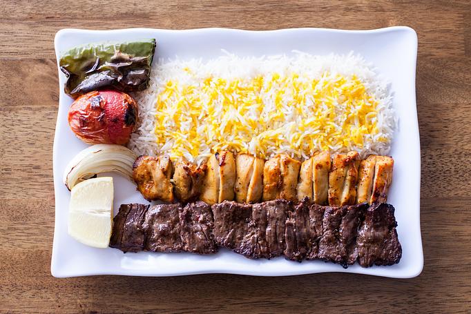 Product: Combination of chicken thighs and beef plate. daily well marinaded, cook on open flame to perfection. - Aiden's Grill in la crescenta / montrose / sunlandtujunga  /goendale - Glendale, CA Mediterranean Restaurants