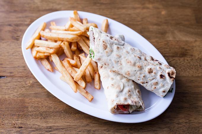 Product: Chicken thighs kabob sandwich, made with, mayo, parsley, onion, tomato, lettuce on your choice of bread, french roll or lavash wrap (thin bread) - Aiden's Grill in la crescenta / montrose / sunlandtujunga  /goendale - Glendale, CA Mediterranean Restaurants