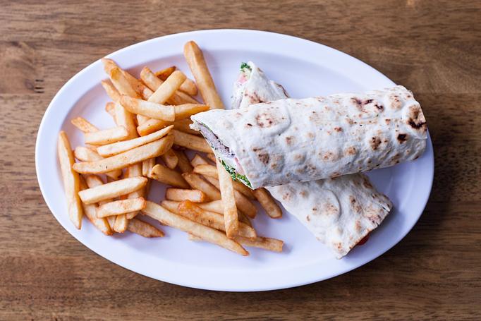 Product: Chicken breast kabob sandwich, made with, mayo, parsley, onion, tomato, lettuce on your choice of bread, French roll or lavash wrap (thin bread) - Aiden's Grill in la crescenta / montrose / sunlandtujunga  /goendale - Glendale, CA Mediterranean Restaurants