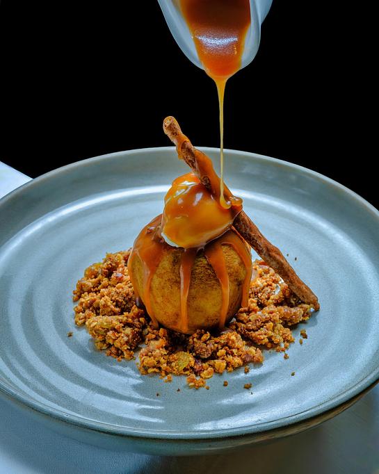 Product: Baked Apple

A Brennan's Original - Oatmeal Pecan Raisin Crumble, Brown Sugar Glaze, Sweetened Crème Fraîche - Brennan's - Wine Cellar in French Quarter - New Orleans, LA Cajun & Creole Restaurant