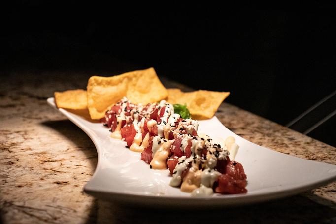Product: wakame, wonton, sweet soy, wasabi, sriracha mayo - Coastal Kitchen and Bar in Uptown - Charlotte, NC American Restaurants