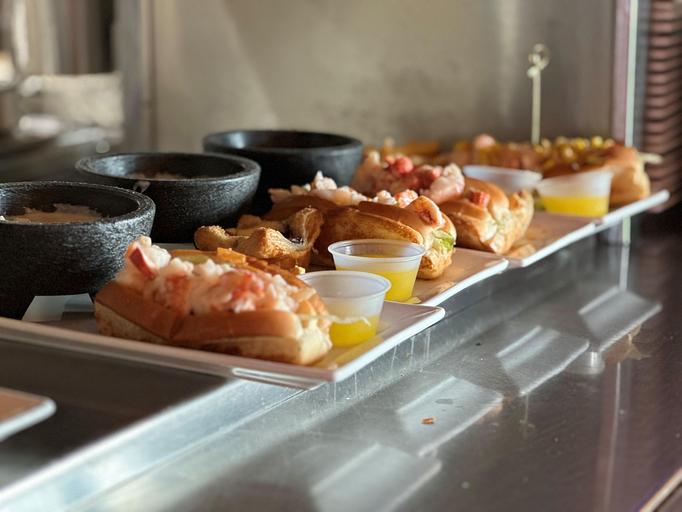 Product: Our Popular Mini Lobster Roll Bakes - A Taste of New England ... and a Crowd Pleaser. - Geddy's in Downtown Bar Harbor, just steps from the town pier. - Bar Harbor, ME American Restaurants Product: Our Popular Mini Lobster Roll Bakes - A Taste of New England ... and a Crowd Pleaser. - Geddy's in Downtown Bar Harbor, just steps from the town pier. - Bar Harbor, ME American Restaurants