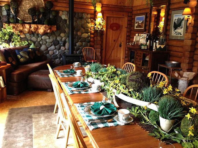 Interior: The River Room, in spring decor, ready to serve our 5-course breakfast. - Run of the River in Leavenworth, WA Travel & Tourism