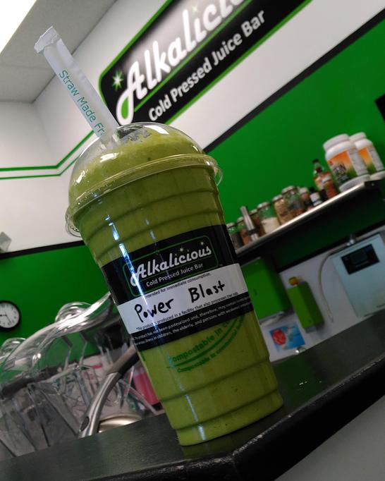 Product: Our green smoothie will hit the spot! And it is a perfect base for our vanilla protein, chia seeds or flaxseeds! - Alkalicious Cold Pressed Juice Bar in Greenbrier East - Chesapeake, VA Organic Restaurants