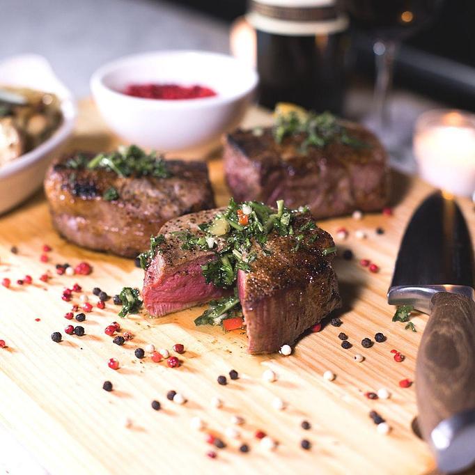 Product: Filet Mignon - center cut, tender aged steak seasoned with a spice blend. A guest favorite! - Avenida Brazil Churrascaria Steakhouse in The Woodlands - Shenandoah, TX Brazilian Restaurants