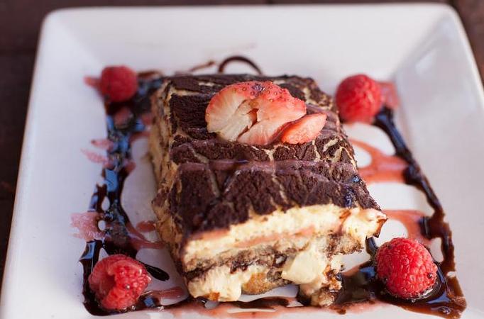 Product: Italian classic with mascarpone and dark chocolate. Made in house from the original recipe. - Chase Restaurant in Santa Barbara, CA American Restaurants