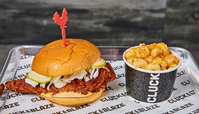 Product: Side Chick Sandwich served with a side of your choice(Fries, Tater Tots, Mac & Cheese or Coleslaw). - Cluck & Blaze in Glendale, CA American Restaurants
