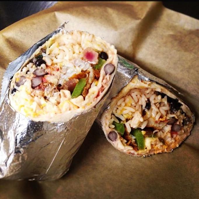 Product: Fried Catfish Fajita Burrito cut in half - Deep Run Roadhouse in West End - Richmond, VA Barbecue Restaurants Product: Fried Catfish Fajita Burrito cut in half - Deep Run Roadhouse in West End - Richmond, VA Barbecue Restaurants