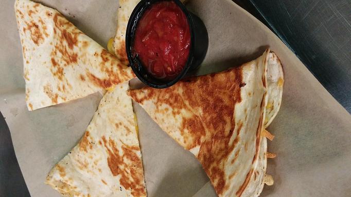 Product: Kid's Large Cheese Quesadilla served with Salsa - Deep Run Roadhouse in West End - Richmond, VA Barbecue Restaurants Product: Kid's Large Cheese Quesadilla served with Salsa - Deep Run Roadhouse in West End - Richmond, VA Barbecue Restaurants