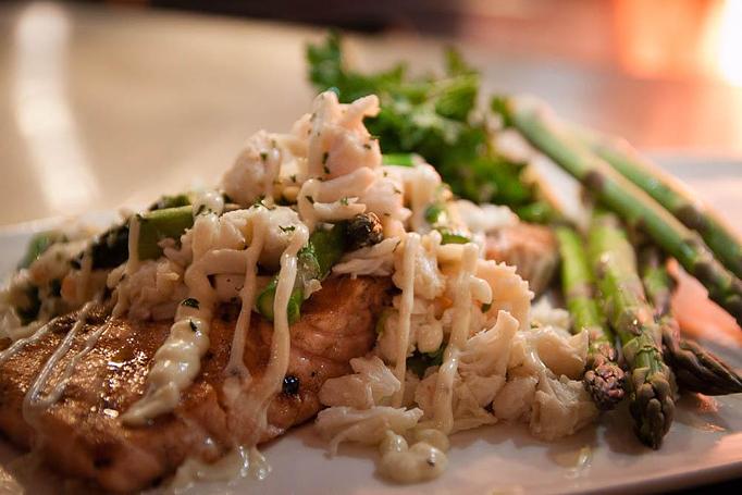 Product: Salmon Oscar - J.B. Dawson's Restaurant & Bar in Langhorne, PA American Restaurants