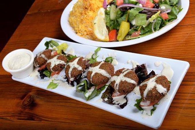 Product: Homemade Falafels with 1/2 Greek Salad - Kebab Place in DTSA - Santa Ana, CA Greek Restaurants