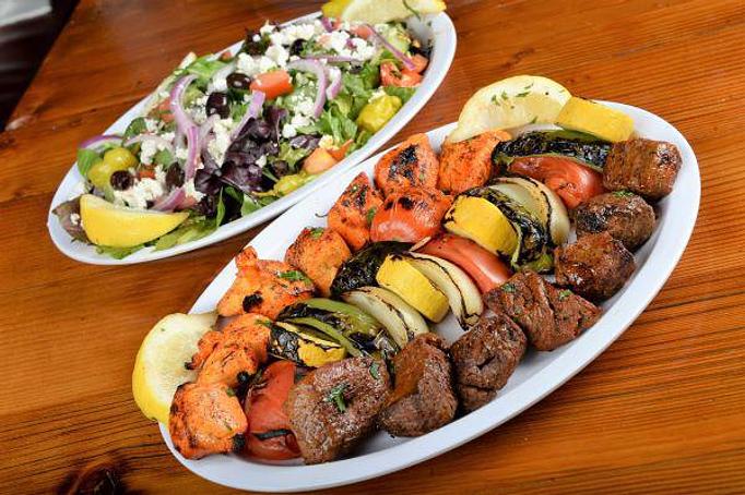 Product: Combo Kebab Greek salad with fillet Steak choice and extra grilled veggies - Kebab Place in DTSA - Santa Ana, CA Greek Restaurants