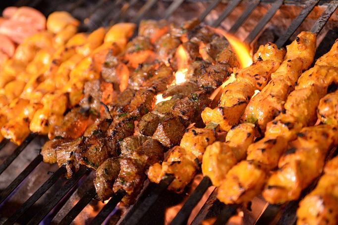 Product: Organic Chicken and fillet steak kebabs grilled to perfection - Kebab Place in DTSA - Santa Ana, CA Greek Restaurants