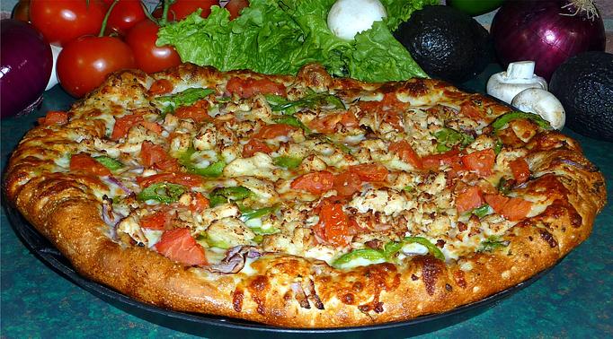 Product: Garlic Chicken Pizza - Lamppost Pizza in Davis, CA Pizza Restaurant