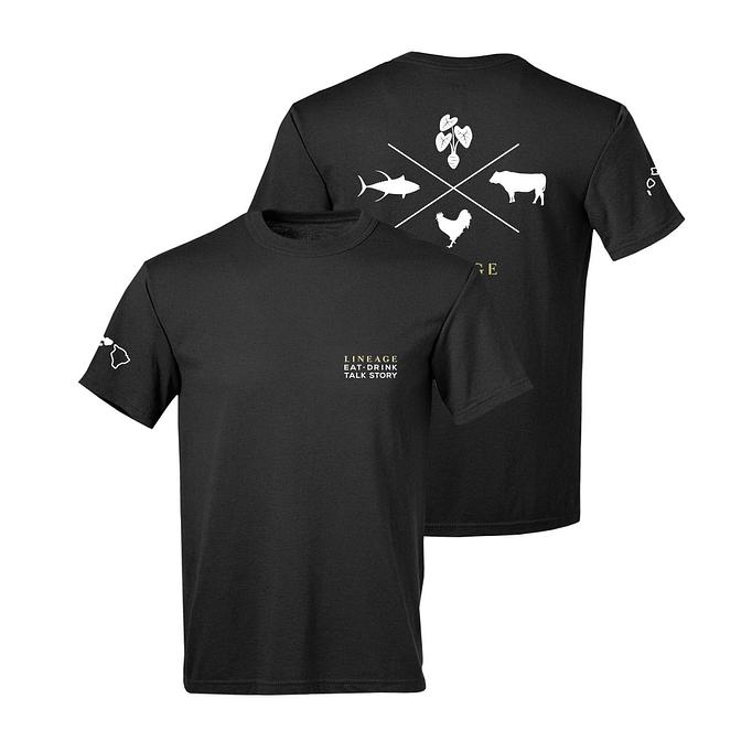 Product: Mauka to Makai t-shirt in Black. - Lineage in Shops of Wailea - Wailea, HI Comfort Foods Restaurants