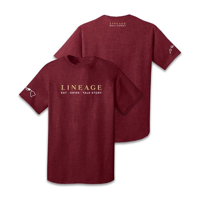 Product: Classic Lineage logo in Burgundy. - Lineage in Shops of Wailea - Wailea, HI Comfort Foods Restaurants