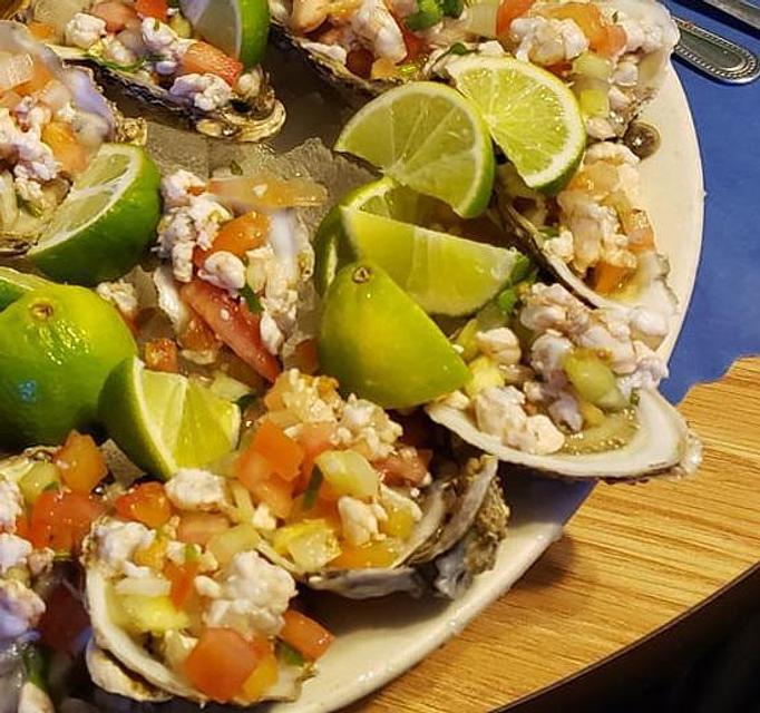 Product: Oysters topped with Ceviche - Mariscos El Pescador in Reno, NV Mexican Restaurants