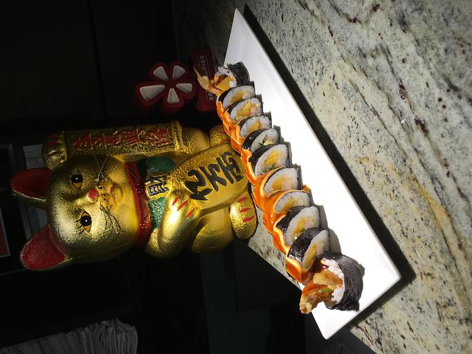 Product: Shrimp & Scallop Tempura, Mango, Tamago, & Cucumber Topped with Fire Saue & Sweet Chili sauce - Mulan Bistro in Midtown - Memphis, TN Chinese Restaurants