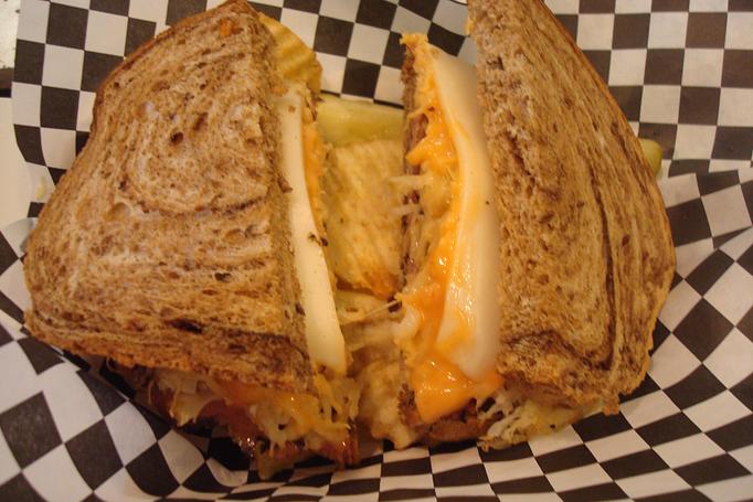 Product: Pastrami, Sauerkraut, 1000 Island, and Swiss Cheese on Marble Rye - Nutshell Eatery & Bakery in Granbury, TX American Restaurants