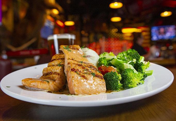 Product: Grilled Salmon - Red's Bar & Grill in Fernley, NV Bars & Grills