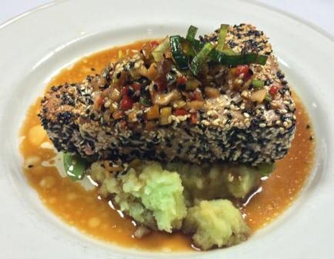 Product: Seared Sesame Crusted Ahi Tuna Steak - The Caboose Restaurant in Located in Beautiful Downtown McComb - McComb, MS Cajun & Creole Restaurant