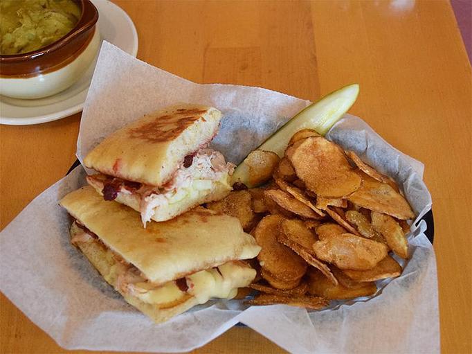 Product: Grilled Turkey & Brie - turkey, brie, apple slices, cranberry chutney on panini - West Allis Cheese & Sausage Shoppe in Milwaukee, WI Meat Products