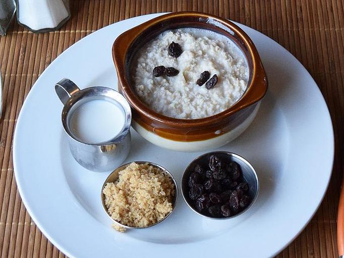 Product: Oatmeal - served with brown sugar, raisins and milk - West Allis Cheese & Sausage Shoppe in Milwaukee, WI Meat Products