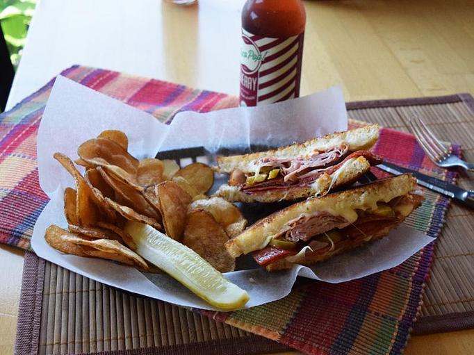 Product: Sriracha Melt - ham, pepperoni, mozzarella, jalapenos, and sriracha mayo grilled on white bread - West Allis Cheese & Sausage Shoppe in Milwaukee, WI Meat Products