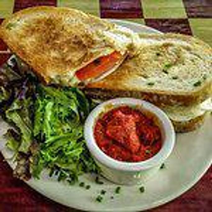 Product: Roma Panini with marinara sauce at Beans in the Belfry - Beans in the Belfry in downtown - Brunswick, MD American Restaurants