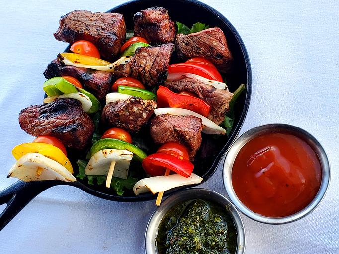 Product: Steak Kabobs (3 Skewer Option) - Cavalryman Steakhouse in Laramie, WY American Restaurants Product: Steak Kabobs (3 Skewer Option) - Cavalryman Steakhouse in Laramie, WY American Restaurants