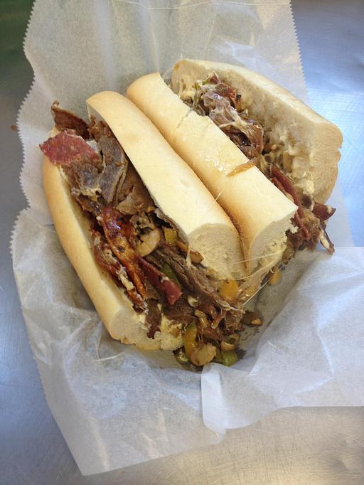 Product: Similar to a philly steak except it is cook with salami and mayo is added as a dressing - DC’s Pizza & Catering in Albany - Albany, NY Pizza Restaurant Product: Similar to a philly steak except it is cook with salami and mayo is added as a dressing - DC’s Pizza & Catering in Albany - Albany, NY Pizza Restaurant