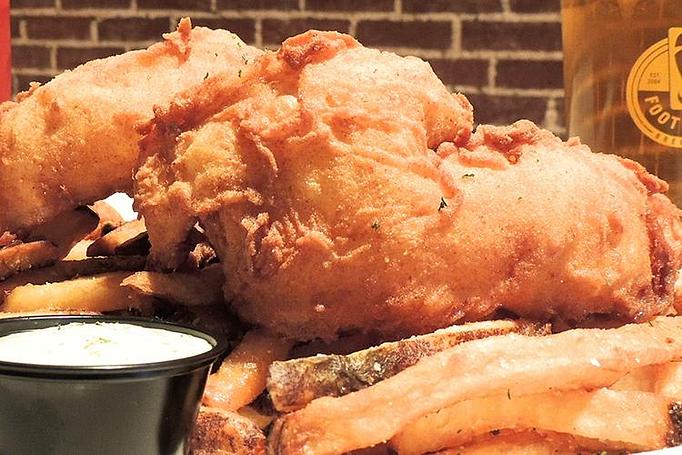 Product: Ale Battered Fish & Chips - Foothills Brewing in Winston Salem, NC American Restaurants