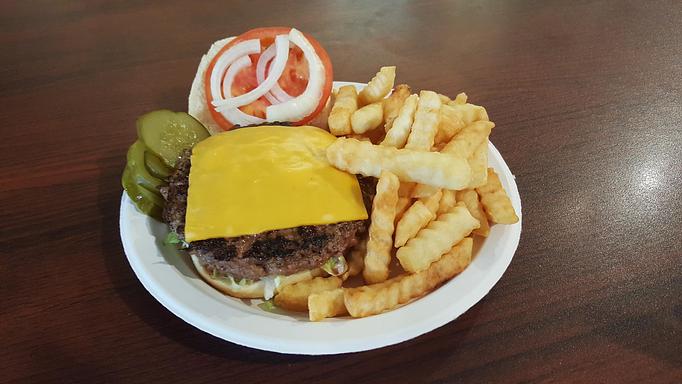 Product: Cheeseburger with French Fries - Indian Mound Cafe in Norwood, OH Indian Restaurants