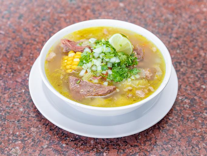 Product: Made with cuts of Beef, Potatoes, Carrots, Celery and Corn on the cob - La Lupita Tacos Mexicanos in Olneyville - Providence, RI Mexican Restaurants