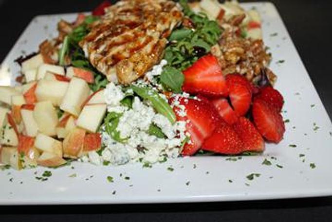 Product: Our Tuscan Orchard Salad enhanced with grilled chicken. - Michaelee's Italian Life Caffe in Blairsville Town Square - Blairsville, GA Dessert Restaurants