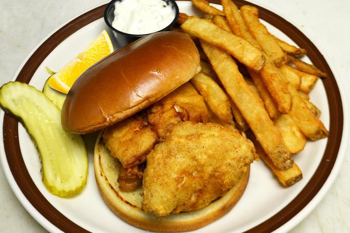 Product: Icelandic Cod fish sandwich - Moosejaw Pizza in The Waterpark Capital of the World in Wisconsin Dells! - Wisconsin Dells, WI American Restaurants
