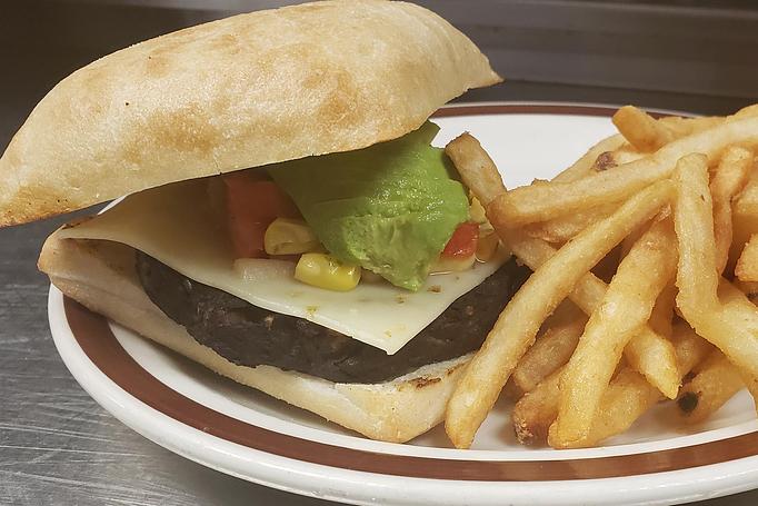 Product: Yummy vegetarian "burger" - Moosejaw Pizza in The Waterpark Capital of the World in Wisconsin Dells! - Wisconsin Dells, WI American Restaurants