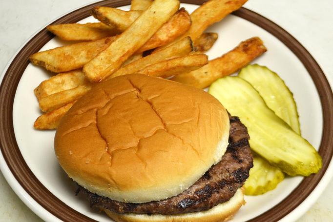 Product: Add Cheese or Bacon to this kid sized burger! - Moosejaw Pizza in The Waterpark Capital of the World in Wisconsin Dells! - Wisconsin Dells, WI American Restaurants