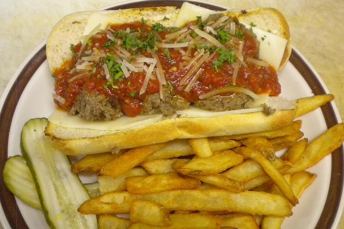 Product: Meatballs, marinara, mozzarella & parmesan... the perfect combo! - Moosejaw Pizza in The Waterpark Capital of the World in Wisconsin Dells! - Wisconsin Dells, WI American Restaurants