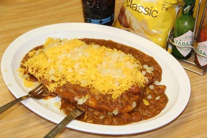 Product: Hot home made chili, freshly grated cheese and onions.  It's over a pound of chili pleasure. - Parker's Hot Dogs Of Santa Cruz in Roseville, CA American Restaurants