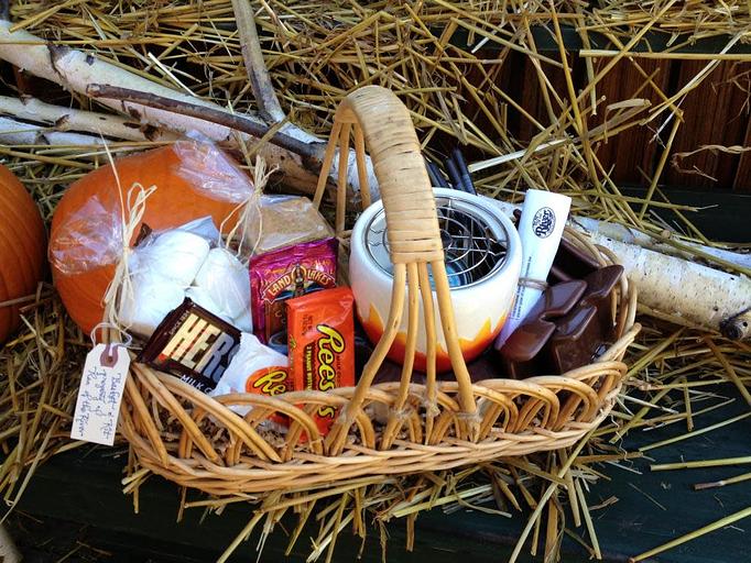 Product: Lip Smackin' S'mores Basket -- with everything you need for a "sweet" time! - Run of the River in Leavenworth, WA Travel & Tourism