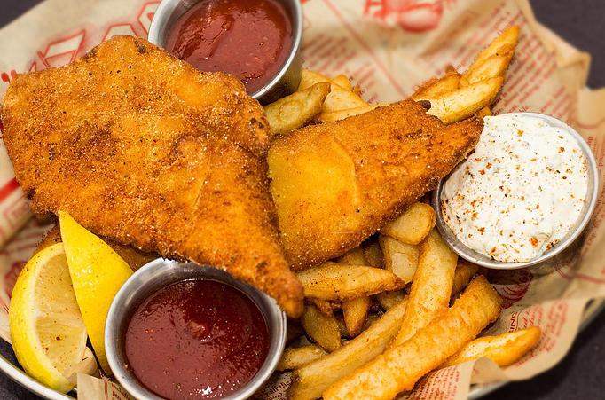 Product: Alaskan Cod Fish and Chips - Salty's on Alki in Alki Beach, West Seattle - Seattle, WA American Restaurants